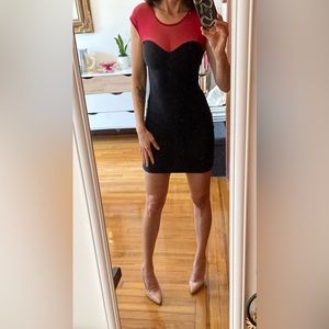 American Apparel black  & red  body con Mesh Panel Dress